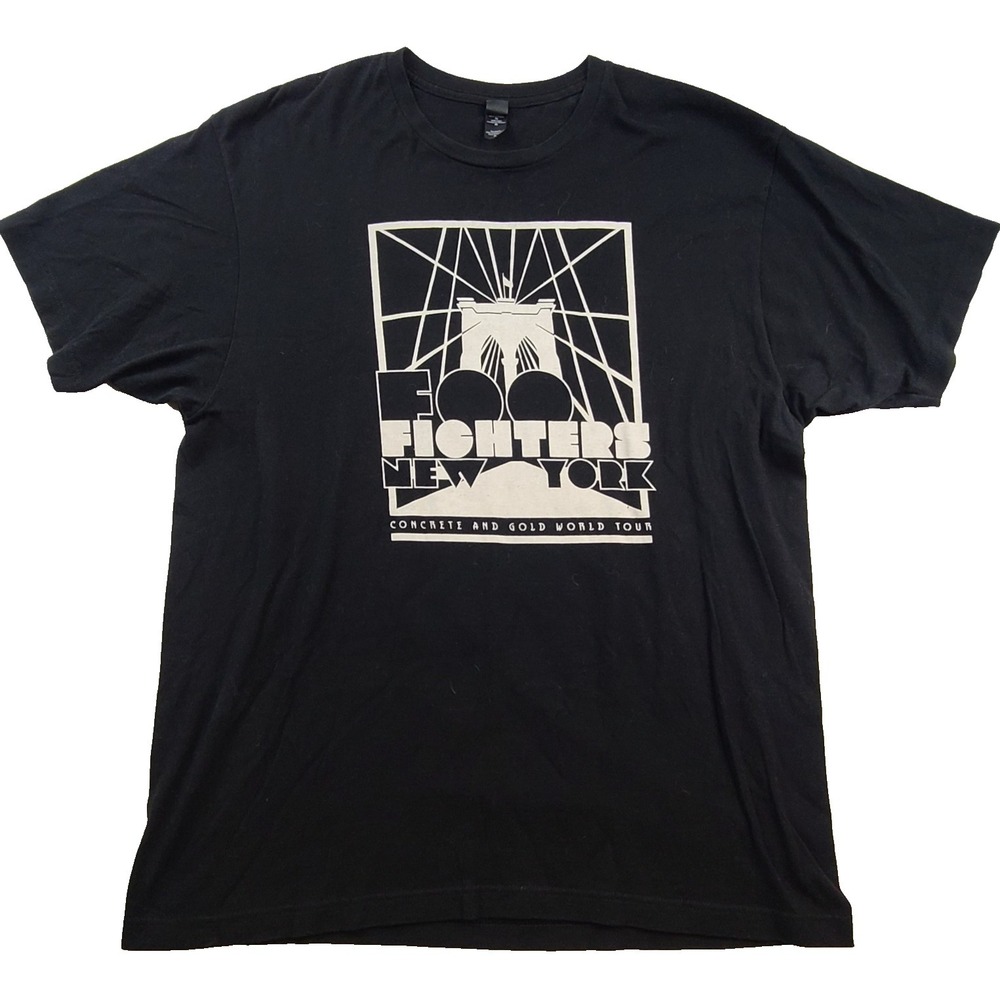 Foo Fighters New York T Shirt Men's Sz XL Black Concrete and Gold World Tour Tee
